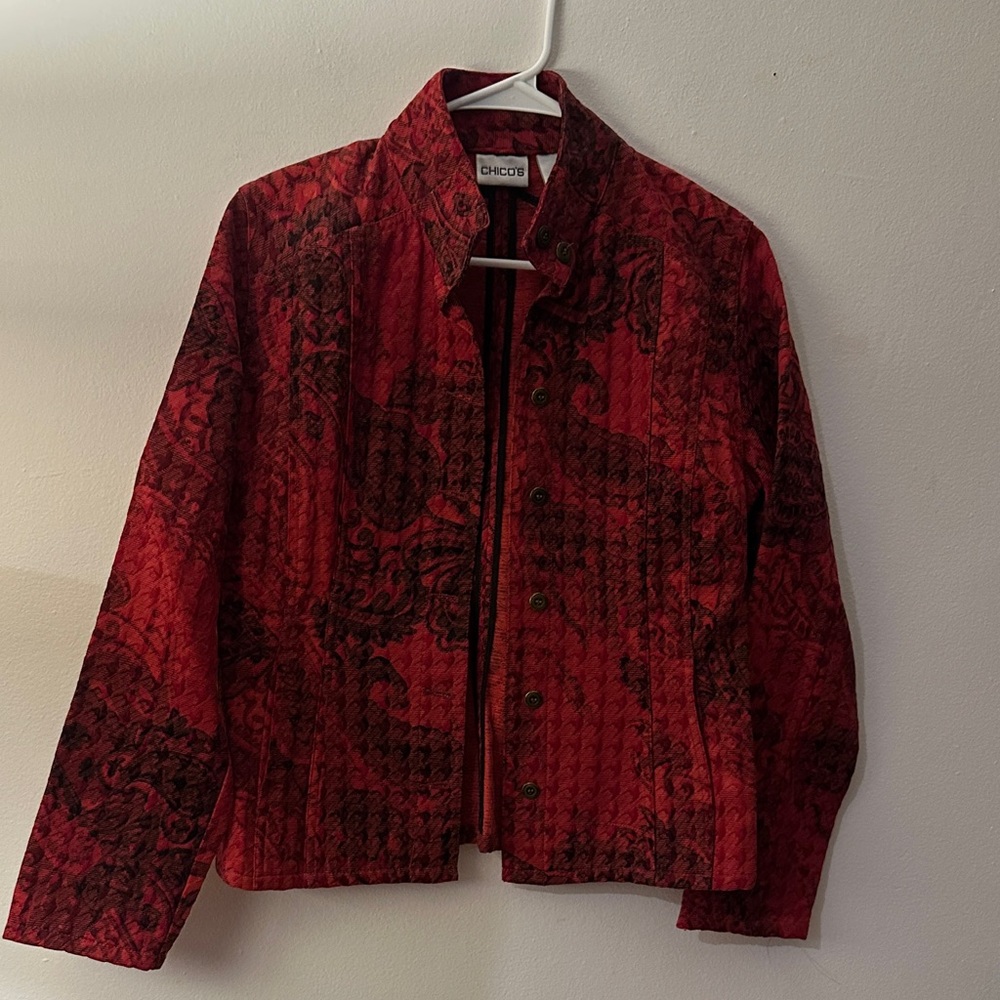 Chico's Red and Black Jacket with Pockets - Preloved - Picture 4 of 11